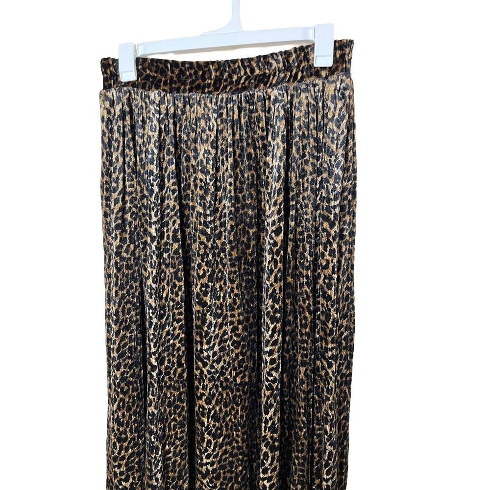 Vintage Stonebridge Skirt Womens Size L Brown Black Leopard Velvet Maxi Pleated‎ - Picture 2 of 6